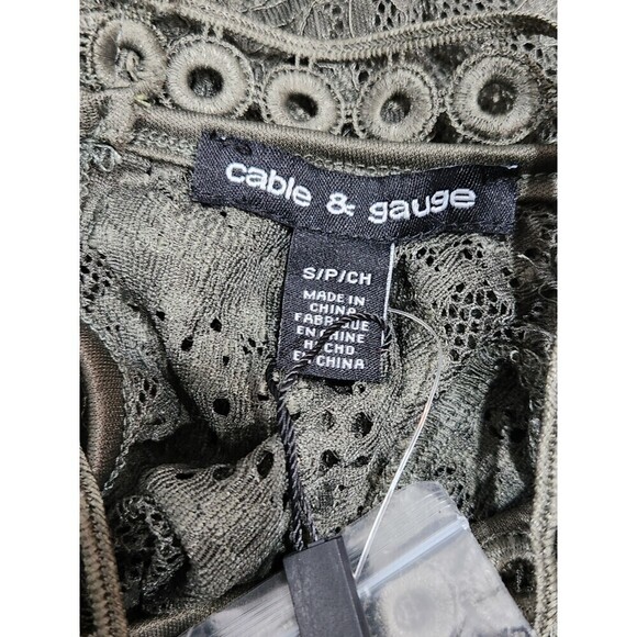 Nwt Cable & Gauge Olive Green Lace Mock Neck Long Sleeve Blouse, S - Picture 13 of 13